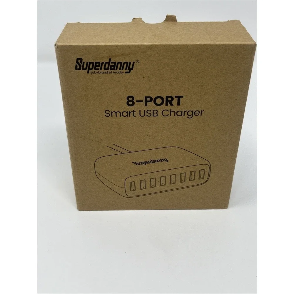 NIB SuperDanny 8-Port Desktop Charging Station White Fire Retardant Case
